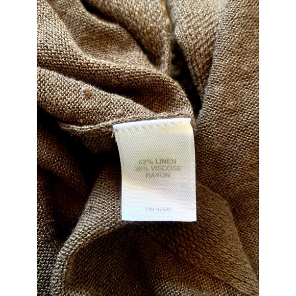 J Jill Brown Linen Viscose Vneck Sheer Resort Dress Swim Coverup Womens Small - Picture 8 of 8